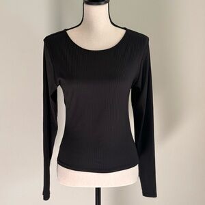 Victoria's Secret (Victorias Sport)Black Fitted Long Sleeve Blouse